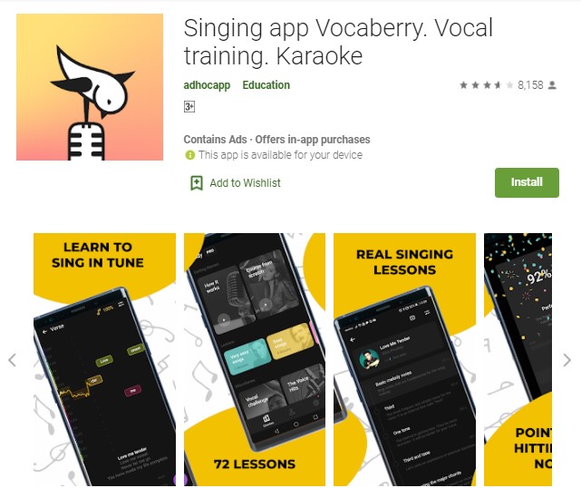 Singing app Vocaberry