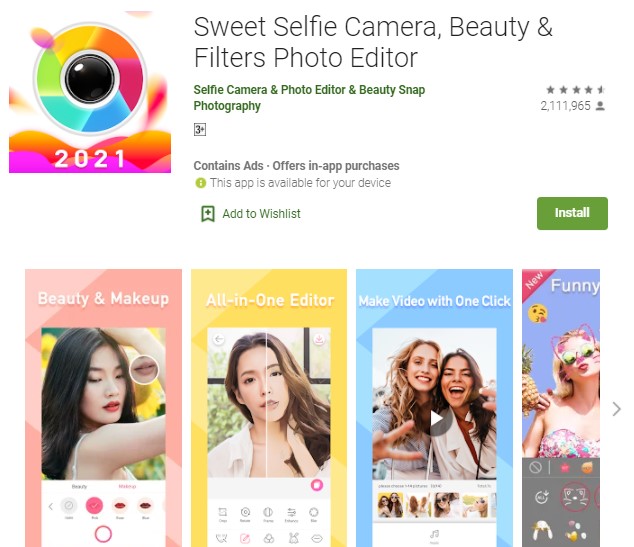 Sweet Selfie Camera Beauty Filters Photo Editor