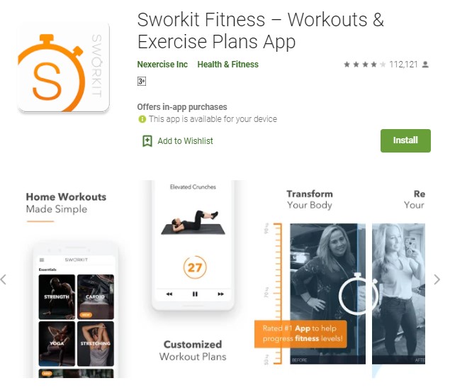 Sworkit Fitness - Aplikasi Olahraga di Rumah