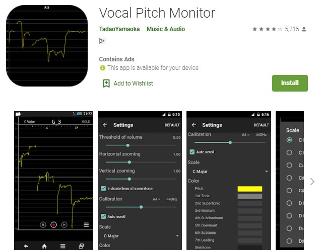 Vocal Monitor Pitch Aplikasi Belajar Nyanyi