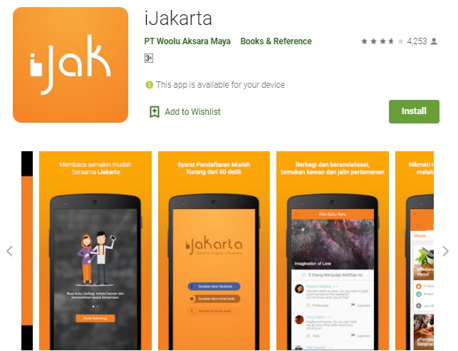 iJakarta Aplikasi Perpustakaan Online di Android