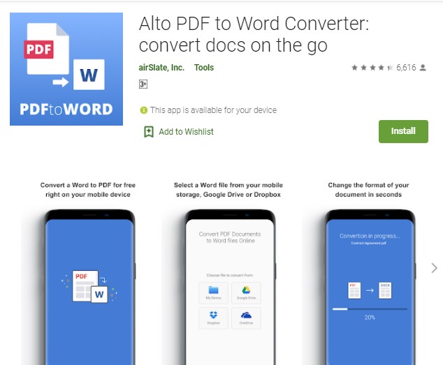 Alto PDF to Word Converter convert docs on the go