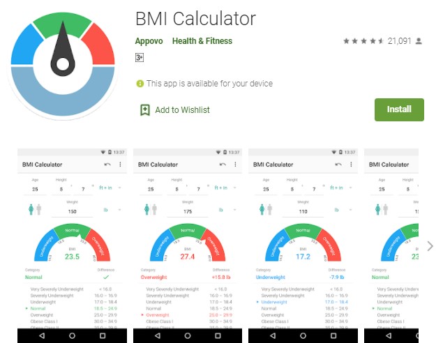 BMI Calculator Appovo