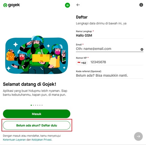 Cara buat akun GoPay