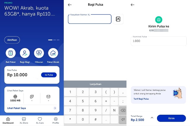Cara kirim pulsa XL ke XL