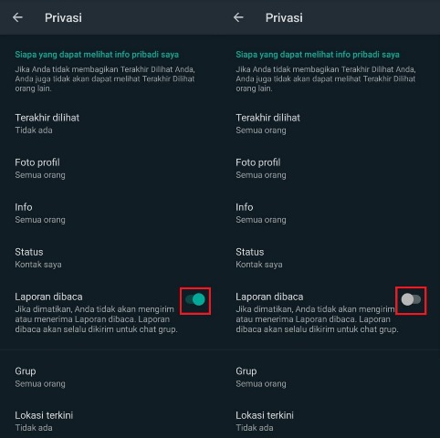 Cara menonaktifkan terakhir dilihat WhatsApp