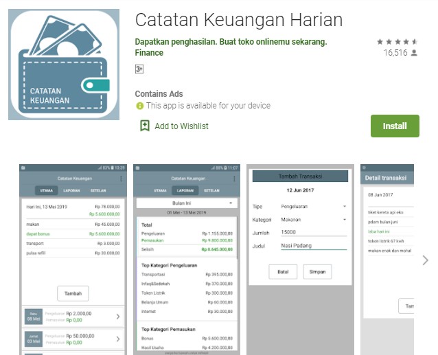 Catatan Keuangan Harian Catatan Keuangan Harian
