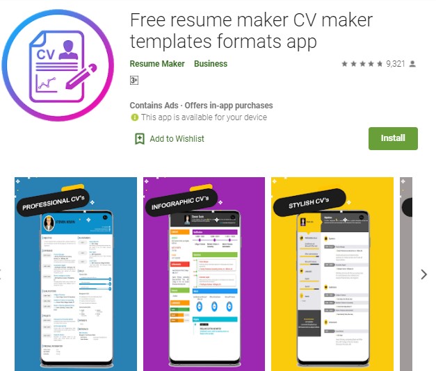 Free resume maker CV maker templates formats app