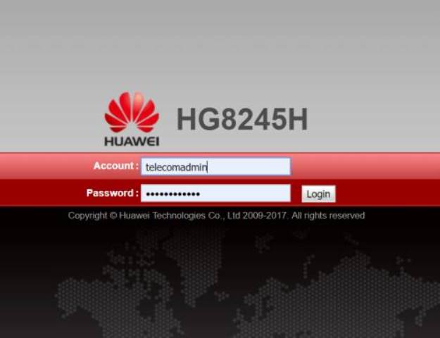 IP Address Modem Huawei HG8245H