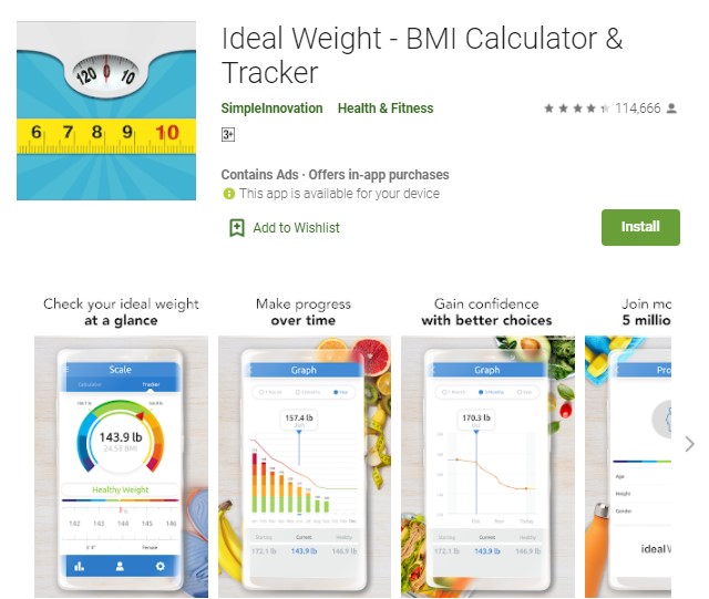 Ideal Weight BMI Calculator Tracker