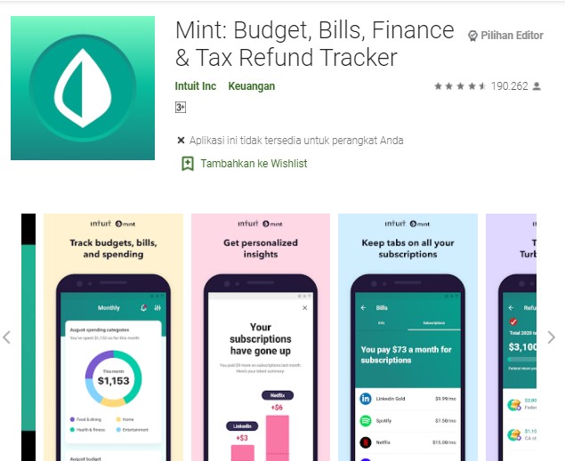 Mint Budget Bills Finance Tax Refund Tracker
