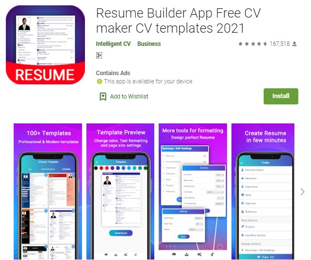 Resume Builder App Free CV maker CV templates 2021