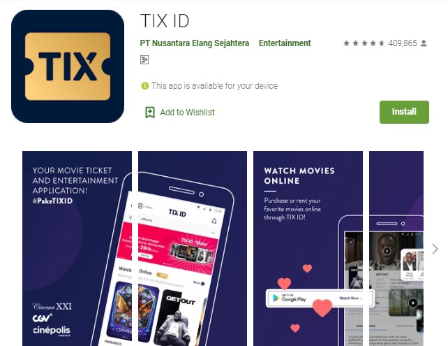 TIX ID Aplikasi Pesan Tiket Bioskop Online