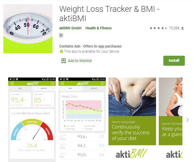 Weight Loss Tracker BMI Aplikasi untuk Pengukur Berat Badan Ideal