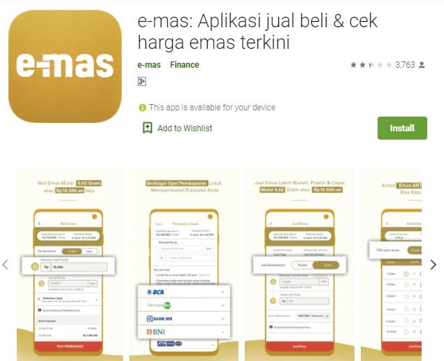 e mas Aplikasi jual beli cek harga emas terkini