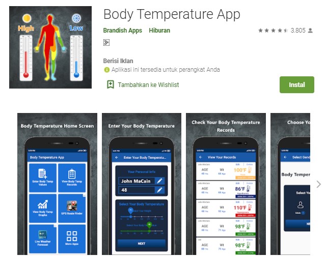Body Temperature App Aplikasi Pengukur Suhu Tubuh di Android dan iPhone