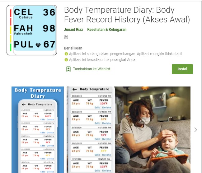 Body Temperature Diary Aplikasi Pengukur Suhu Tubuh