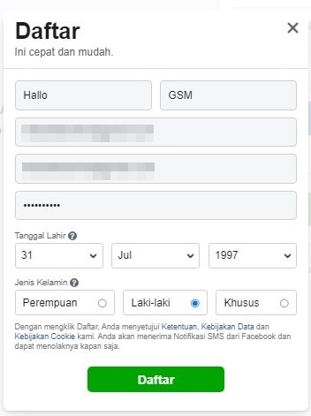 Buat akun FB baru