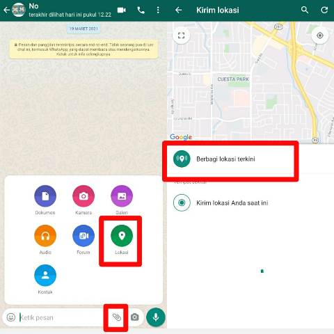 Cara Share Lokasi WhatsApp di HP