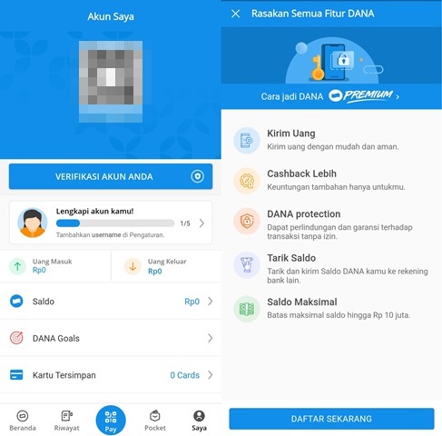 Cara daftar DANA Premium