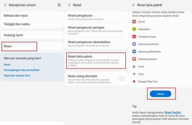 Cara reset Samsung J2 Prime dari Pengaturan