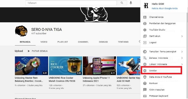 Cara verifikasi channel YouTube