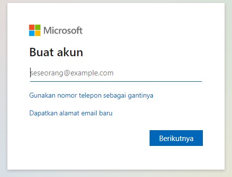 Daftar Microsoft dengan akun Gmail