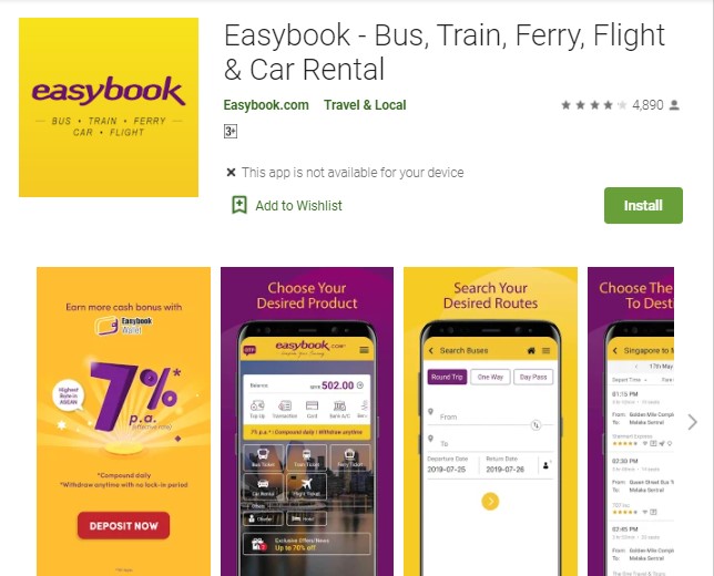 Easybook Bus Train Ferry Flight Car Rental