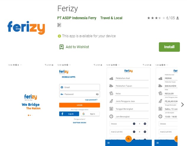 Ferizy Aplikasi Pesan Tiket Kapal Laut di HP