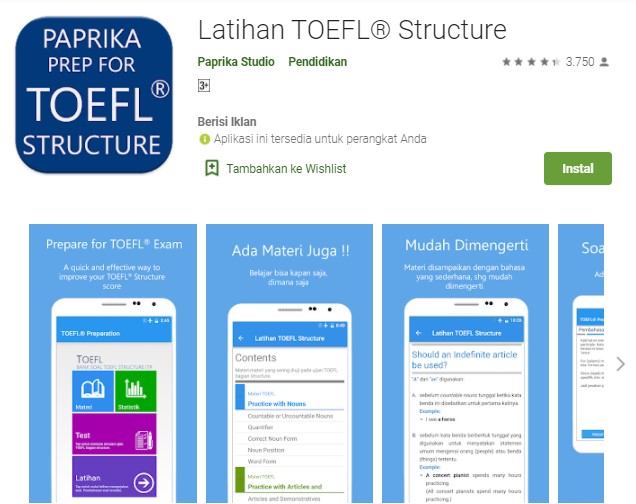 Latihan TOEFL® Structure Aplikasi Belajar TOEFL