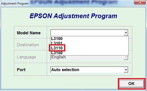 Software resetter Epson L3110