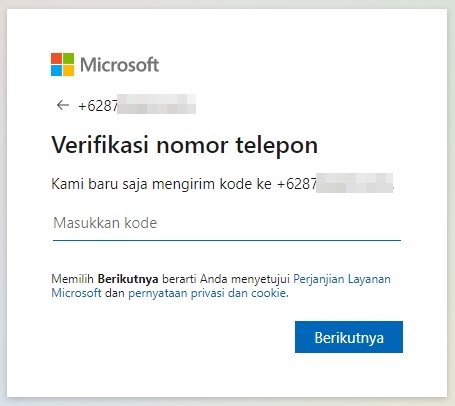 Verifikasi nomor hp