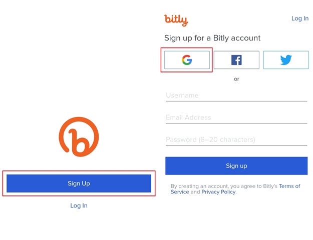 Buat akun Bitly Buat akun Bitly