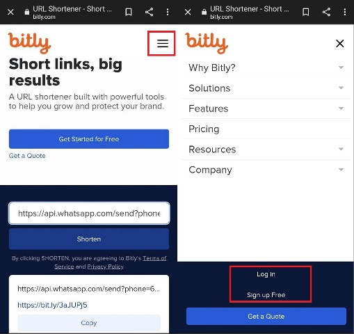 Cara membuat link WA di Bitly