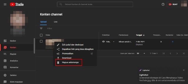 Penghapusan Video YouTube