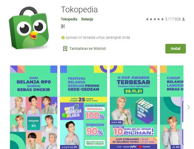 Aplikasi Tokopedia