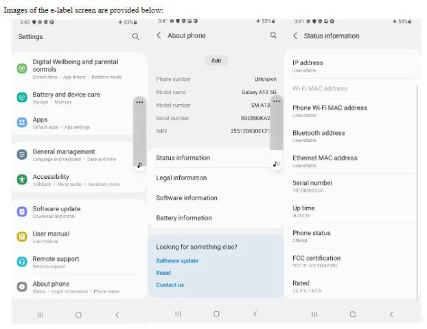 Galaxy A13 5G FCC