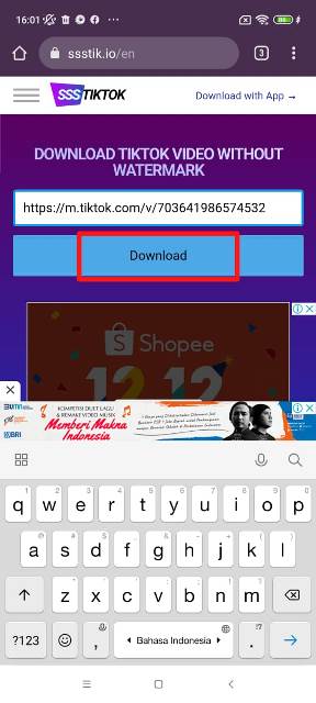 Download Video TikTok dengan SSSTik