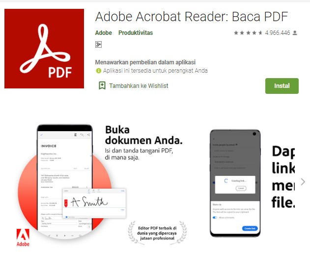 Adobe Acrobat Reader Aplikasi Edit PDF