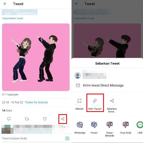 Cara Salin Link Twitter