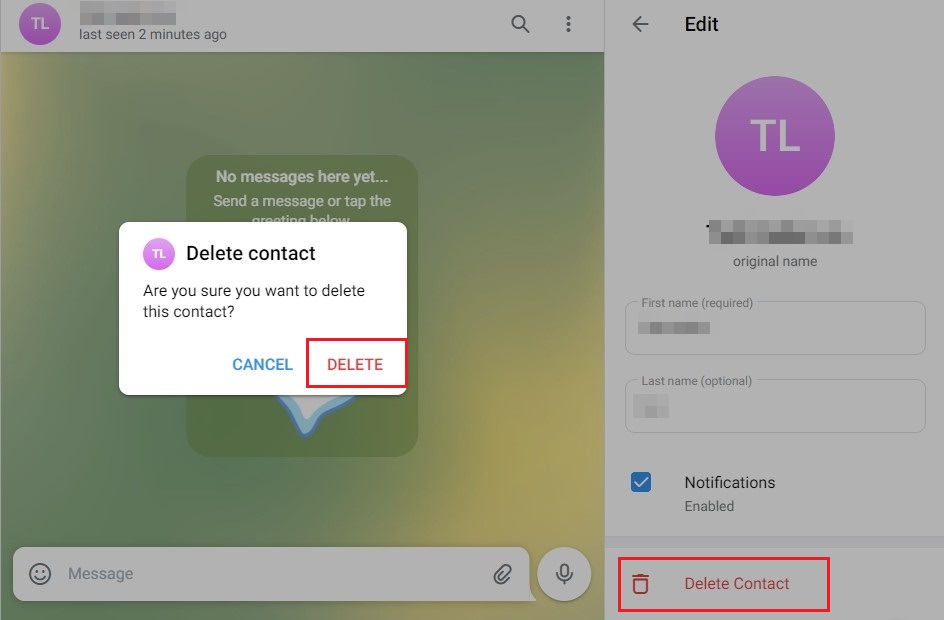 Cara Delete Contacts Telegram