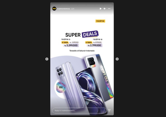 Poster Penurunan Harga Realme 8 dan Realme 8i di Indonesia
