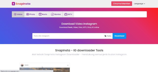 SnapInsta Situs Download Video di Instagram