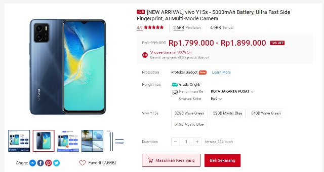 Harga Vivo Y15s