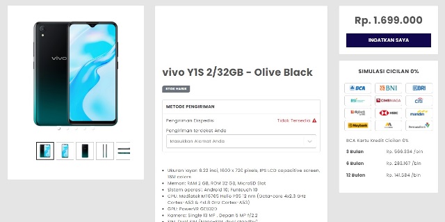 Harga Vivo Y1s