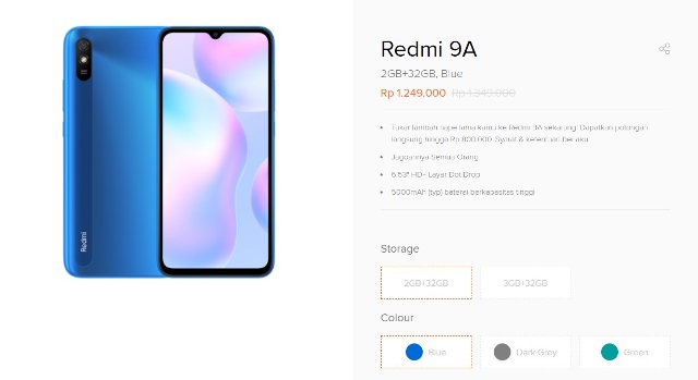 Harga Xiaomi Redmi 9A