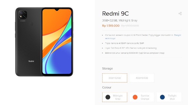 Harga Xiaomi Redmi 9C