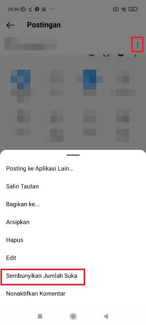 Sembunyikan Jumlah di Postingan Sendiri