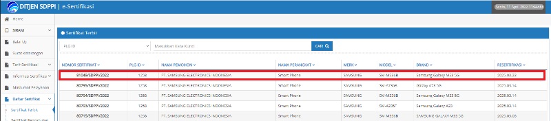 Sertifikasi TKDN dan Postel Samsung Galaxy M53 5G. (SS) Sertifikasi TKDN dan Postel Samsung Galaxy M53 5G. (SS)