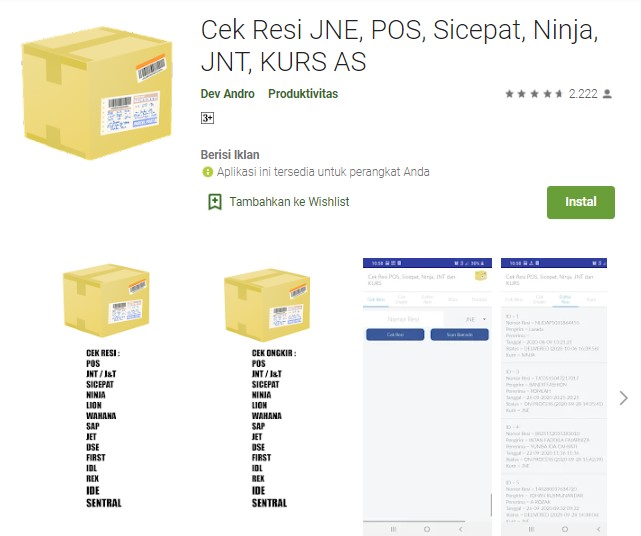 Cek Resi JNE POS Sicepat Ninja JNT KURS AS